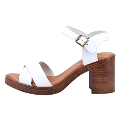 Image of Hush Puppies Women&#039;s Georgia Heeled Sandal, White, 6 UK