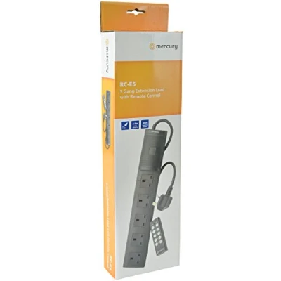 Image of Remote Control 5 Gang Extension Lead 2m, Black