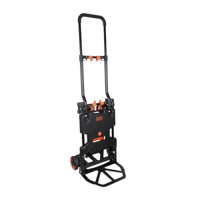 Image of BLACK+DECKER 2 in 1 Sack Truck and Folding Trolley Hand max. 55KG Pull Along 120KG Foldable Barrow on Wheels Plastic/Steel