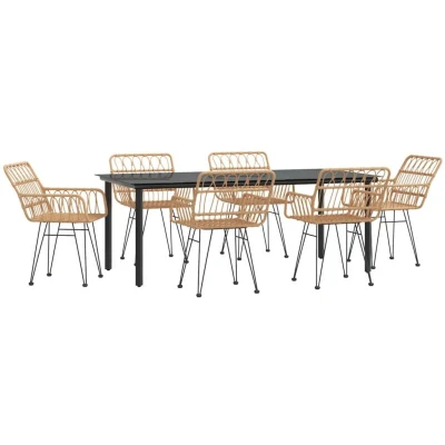 Image of Vidaxl 7 Piece Garden Dining Set Poly Rattan