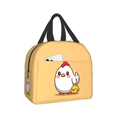 Image of Insulated Lunch Bag Reusable Box, Cooler Tote for Women Men Picnic Office Work, Kawaii Chicken