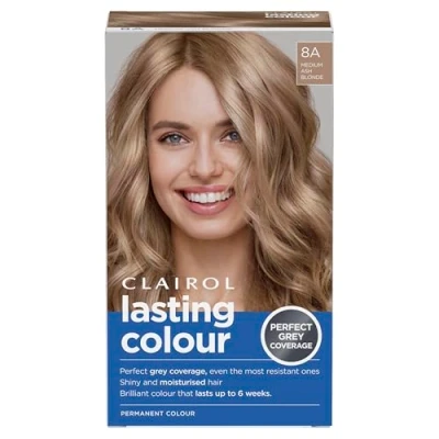 Image of Clairol Lasting Colour Permanent Hair Dye Perfect Grey Coverage Shiny and Moisturised 135 ml 8A Medium Ash Brown