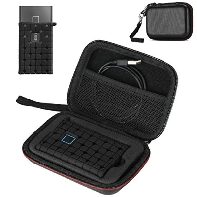 Image of ProCase Shockproof Carrying Case + Silicone Cover for Samsung T7 / Touch Portable SSD External Solid State Drives (500GB 1TB 2TB), Hard Shell Travel Storage Organiser Black