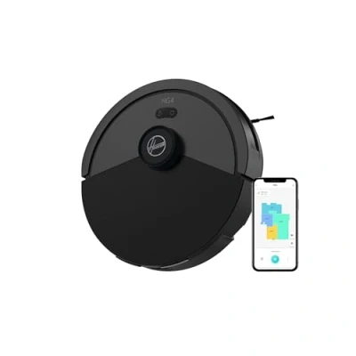 Image of HG4 Robotic Vacuum Cleaner, Up to 4000Pa Suction, Laser Navigation, Wi Fi, Charging Base with Automatic Return, Obstacle Sensor, Customisable Home Map [HG410D], Grey/Black