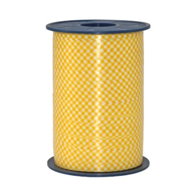Image of C.E. Pattberg Präsent Checked Curling Ribbon Yellow 10 mm width, 250 m length