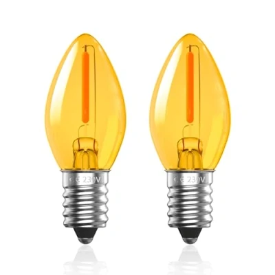 Image of Luxvista 0.5W E14 LED Vintage Light Bulb Warm White,C7 Salt Lamp Candle Small Edison Screw SES Low Watt Bulb,2000K Orange Amber Glass Dim Night Bulb,Equivalent 5W, Non Dimmable,2 Pack