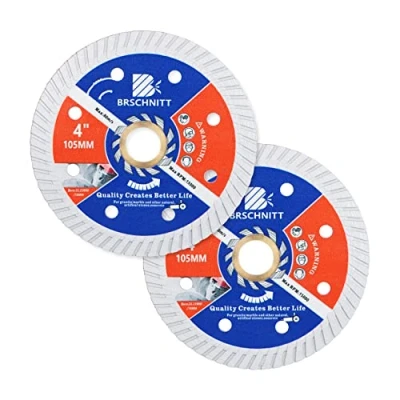 Image of BRSCHNITT Diamond Blade for Concrete Masonry,2pcs 105mm with Arbor 22.23mm 16mm Dry/Wet Continuous Rim Cutting Disc Granite Marble Stone Hard Reinforced