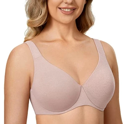 Image of Delimira Women&#039;s Minimiser Bra Plus Size Non Padded Underwired Seamless Comfort Bras Cameo Heather 42F