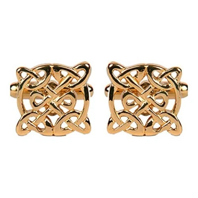 Image of David Van Hagen Mens Circular Celtic Cufflinks Gold
