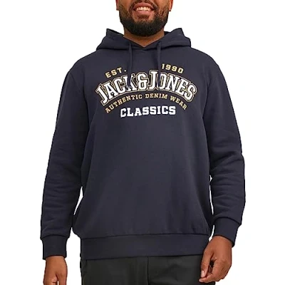 Image of Bestseller A/S Men&#039;s Jjelogo Sweat Hood 2 Col 23/24 Noos Pls Sweatshirt, Dark Navy, 3XL