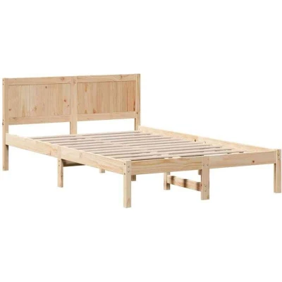 Image of vidaXL Pine wood Bed Frame Natural Solid 120 x 190 cm Durable