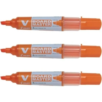 Image of Pilot Pack of 3Marker Begreen V Board Master Chisel Medium Orange Pasteaa