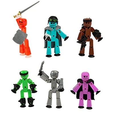 Image of StikBot Zing Off the Grid Pack, Set of 6 Poseable Action Figures with Weapons and Accessories, Includes Striker, Clint, Pixel, Raptus, Shift Regalius