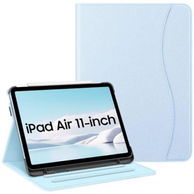 Image of FINTIE Case for iPad Air 11 inch (2024) M2, 6th / 5th 4th Generation (2024/2022/2022) [Multi Angle Viewing] Folio Stand Protective Cover with Pencil Holder &amp; Pocket, Sky Blue