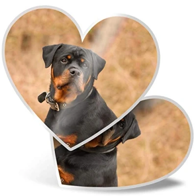 Image of 2 x Heart Stickers 7.5 cm Rottweiler Dog Rottie Pet Fun Decals for Laptops,Tablets,Luggage,Scrap Booking,Fridges, #14321