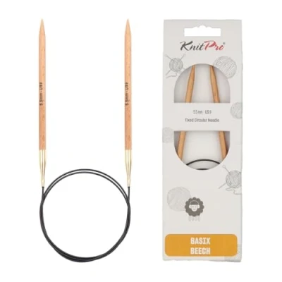 Image of KnitPro 80 cm x 5.5 mm Basix Fixed Circular Needles, Birch, Braun