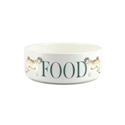 Image of Small Ceramic Pet Bowl Pug Food White Dish For Dogs