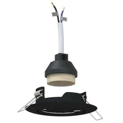 Image of vidaXL Recessed Spotlights 24 pcs Round GU10 Black Ø90 mm Steel