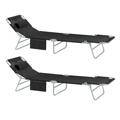 Image of Folding Camping Ourtdoor Short Breaks Chair Bed Black,OGS35 SCHx2 Sobuy