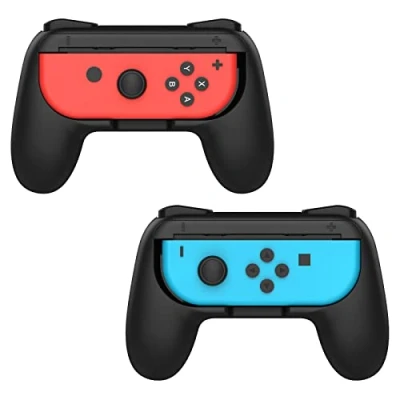 Image of MoKo Grip Compatible with Switch/Switch OLED Model (2021) Joy Con, [2 Pack] Profile modeling Controller Handle Kit for Con (Black)