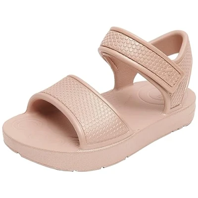 Image of Fitflop Boy&#039;s Unisex Kids Iqushion Sandal with Backstrap Solid Flip Flop, Rose Gold, 10 UK Child