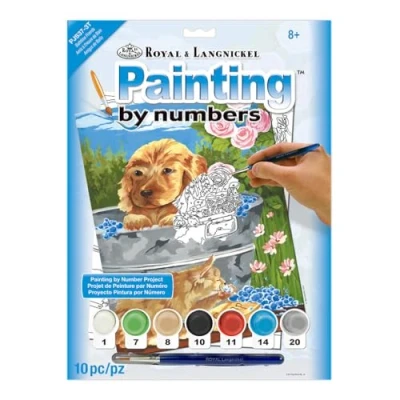 Image of Royal &amp; Langnickel Painting by Numbers A4 Size Bath Time Friends Designed Set