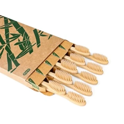 Image of Daletu 10 Pcs Bamboo Toothbrush Soft Bristle, Biodegradable Reusable Toothbrushes, Wooden Toothbrushes Organic Natural Eco Friendly BPA Free Bristles
