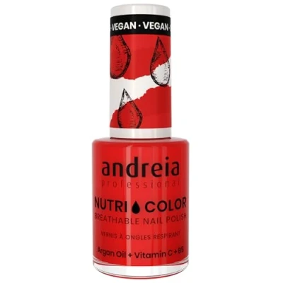 Image of Andreia Professional NutriColor Breathable Nail Polish Vegan and Cruelty Free DIY Art with Long Lasting Gloss Finish Colour NC17 Red 10.5ml