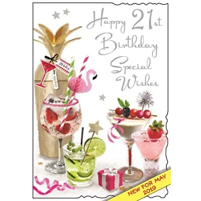 Image of Jonny Javelin Female Age 21 21st Birthday Wishes Card Gin Cocktails