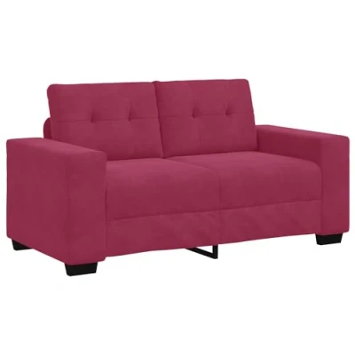 Image of vidaXL Velvet Wine Red Loveseat Durable &amp; Ergonomic Modern Couch for Living Room Home Office