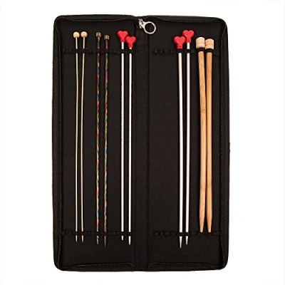 Image of KnitPro KP10741 Fabric Knitting Pin Case: Black Jacquard Hard: 35cm