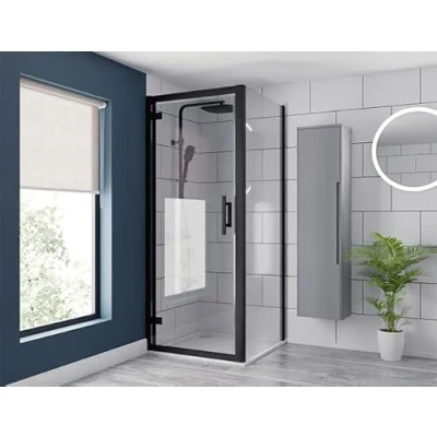 Image of Wholesale Domestic Colore Matt Black 900mm x Hinged Door Shower Enclosure