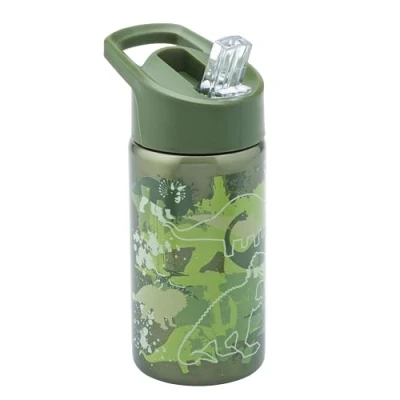 Image of Smash Stainless Steel Drink Bottle with Flip Top Lid and Straw Dino 500ml, Green