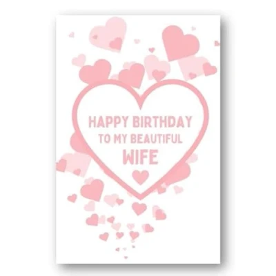 Image of Second Ave Wife Pink Hearts Love Cute Happy Birthday Card Greetings For Her