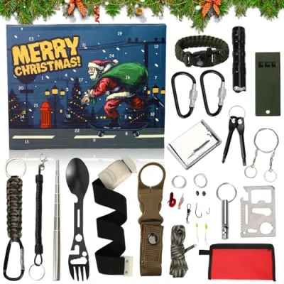 Image of 2024 Newest Survival &amp; Mechanics Advent Calendar for Men, Tools Calendar, Tool 2024, Adults Teenagers, Equipment (C)