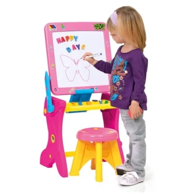 Image of Children&#039;s Desk with whiteboard Molto Normal whiteboard, Magnetic board, marker pens, pieces (Multicolor 3 in 1 Pink)