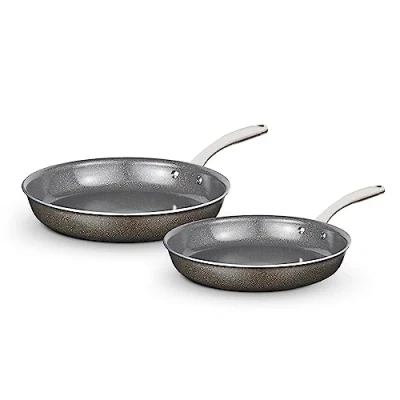 Image of Tower T900202 Cerastone Pro Forged Aluminium 2 Piece Frying Pan Set with Riveted Steel Handles, Non Stick Coating, Graphite