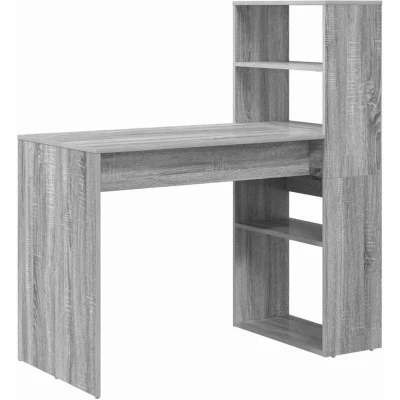 Image of vidaXL Desk with Storage Grey Sonoma 113x54x120 cm Engineered Wood