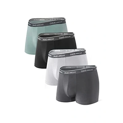 Image of DAVID ARCHY Men&#039;s Boxers Bamboo Trunks Underwear Ultra Soft and Breathable Boxer Shorts Multipack 4 Pack