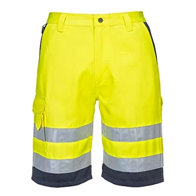 Image of Portwest Hi Vis Poly cotton Shorts Yellow/Navy Large