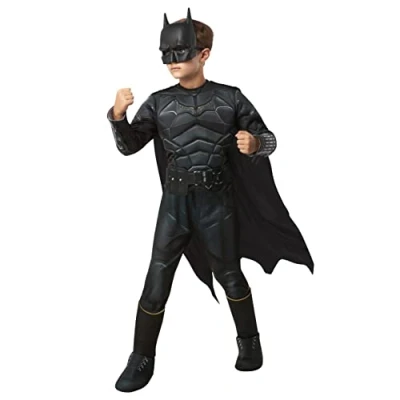 Image of Rubie&#039;s 702987M Boy&#039;s Dc the Batman Deluxe Costume Movie Kids, Shown, Medium, Black