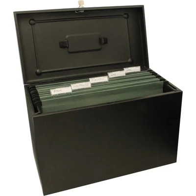 Image of Cathedral Products A4+ (Foolscap) Steel File Box with Starter Pack of 5 Suspension Files Black