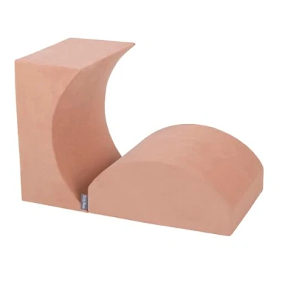 Image of KiddyMoon Foam Playground Velvet For Kids Obstacle Course Children Montessori Toy Babies Soft Construction Blocks Element, Ramp/Halfshaft, Desert Pink