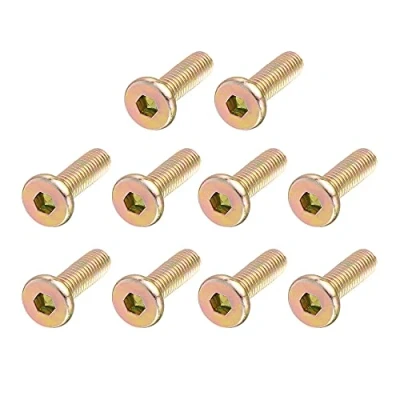Image of uxcell M6 x 20 mm Threaded Hex Socket Head Cap Screw Bolt Bronze Tone (Pack of 10)