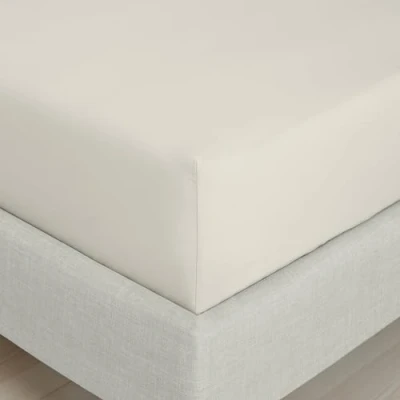 Image of Bianca 200 Thread Count Cotton Percale King Extra Deep Fitted Sheet Natural