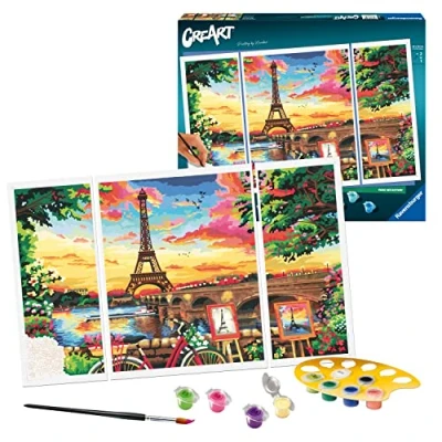 Image of Ravensburger CreArt Paris Romance Paint by Numbers for Adults Craft Kits and Kids Age 12 Years Up
