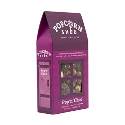 Image of Popcorn Shed Pop N Choc Gourmet Shed, Chocolate Caramel Flavoured with Milk Chocolate, Gift, 80 g
