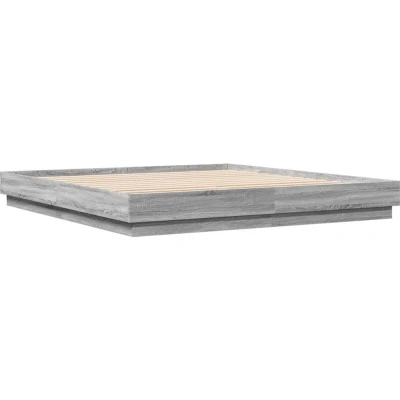 Image of vidaXL Bed Frame with LED without Mattress Grey Sonoma 200x200 cm