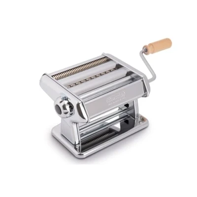 Image of Imperia Titania. Pasta Machine. 100% Made in Italy. Fresh Machine Steel. Manual Roller with Crank. Creates Dough Sheets for Lasagne, Tagliolini, Fettuccine.