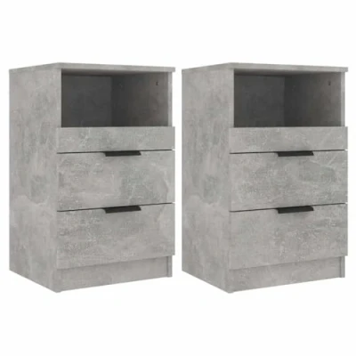 Image of vidaXL Bedside Cabinets 2 pcs Concrete Grey Engineered Wood